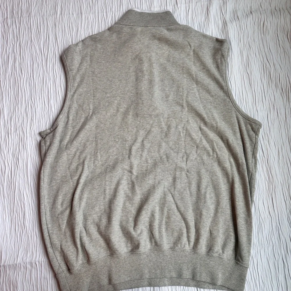 Polo Golf Ralph Lauren Sweater Vest Gray 1/4 Zip 100% Cotton Peru Mens‎ Medium